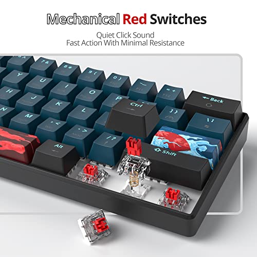 60% Mechanical Keyboard Wired Linear Red Switch RGB Backlight | 60 Percent 61-keys Compact Layout Gaming Keyboard TKL Ultra-Compact Mini RGB Backlit - color: 61 Monster/Red Switch