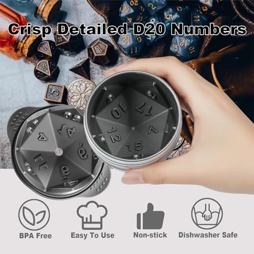 Nax Caki D20 Dice Ice Mold, DND Gamer Gifts for Men Women, Cool Christmas Stocking Stuffers Ideas for Adults TTRGP Lover, Large Silicone D&D Accessories Ice Cube Tray for Cocktails,Bourbon,Whiskey