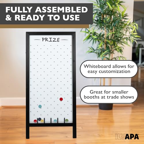 Ilyapa Prize Drop Board, 28x57 in - Penny Drop Game, Whiteboard Sign | Wooden A-Frame Whiteboard Sign, Includes 20 Coin Drop Discs & Eraser - For Trade Shows & Events - color: White, size: 28x57