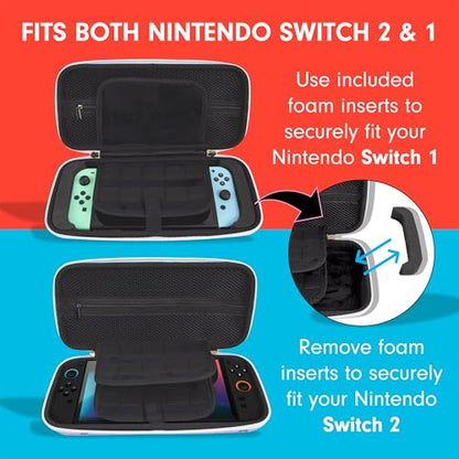 Sonix x Sanrio Carrying Case for Nintendo Switch 2, Switch 1, Lite, OLED, Protective Travel Case with Game Cartridge Storage | Hello Kitty Grid - color: Emokyun