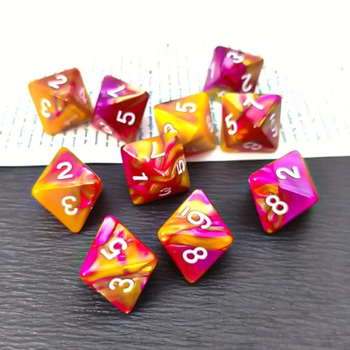 10 PCS D8 8 Sided Dice Set, Polyhedral Number Game Dice for DND RPG MTG Board Game Party Tabletop Accessories (Rose + Gold) - color: Rose + Gold