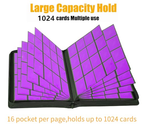 1000+ Pockets Trading Card Binder, 16 Pocket Ringless Side Loading Card Holder Album, Trading Card Album Fit for YuGiOh, MTG, TCG, Game, Sports Cards, Business Cards (Sky Blue) - color: Sky Blue