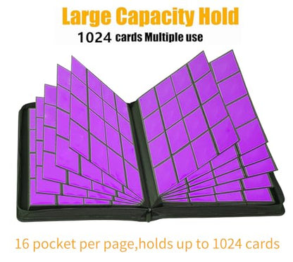 1000+ Pockets Trading Card Binder, 16 Pocket Ringless Side Loading Card Holder Album, Trading Card Album Fit for YuGiOh, MTG, TCG, Game Cards, Sports Cards, Business Cards (Red) - color: Red