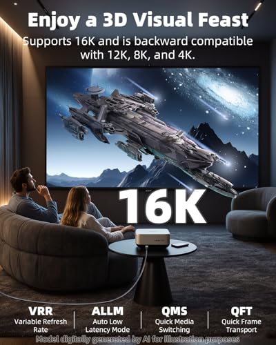 16K HDTV 2.2 HDR Cable with 16K@60Hz,12k@120 8K@240Hz,4K@480Hz for PC Laptop,TV,Monitor,Projector(1M/3.2FT) - style: 1M/3.2FT