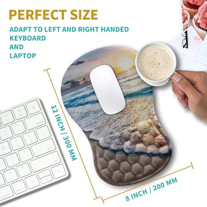 Hokafenle Ergonomic Mouse Pad Wrist Support, Wrist Rest Mousepad for Carpal Tunnel Pain Relief with Integrated Memory Foam Slope Massage Bulge (11.8x7.9 inch,Beach Sunset - color: KM10-Beach Sunset