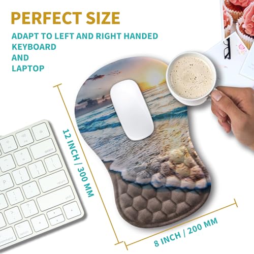 Hokafenle Ergonomic Mouse Pad Wrist Support, Wrist Rest Mousepad for Carpal Tunnel Pain Relief with Integrated Memory Foam Slope Massage Bulge (11.8x7.9 inch,Beach Sunset - color: KM10-Beach Sunset