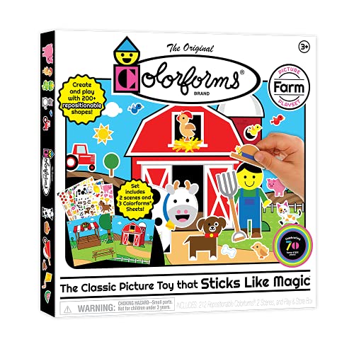 Colorforms Stickers for Kids – Sticker Book, Farm Picture Playset, Arts and Crafts, Toddler Stickers, Repositionable Pieces for Endless Story Fun, for Boys and Girls, Ages 3+