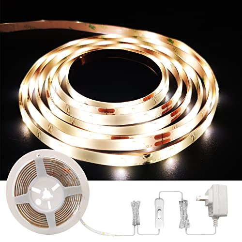 LED Strip Lights, 8ft LED Light Strip, 12V 4000K Neutral White Tape Light with PU Coating, LED Lights for Bedroom, Kitchen, Mirror, Home Decor, ETL Listed | 8ft LED tape light for under cabinets, shelves and mirrors, with 3M adhesive, cuttable design and