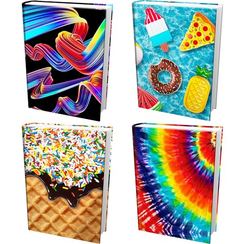 Easy Apply, Reusable Book Covers 4 Pk. Best Jumbo 9x11 Textbook Jackets for Back to School. Stretchable to Fit Most Large Hardcover Books. Perfect Fun, Washable Designs for Girls, Boys, Kids and Teens - color: Preppy 4 Pack