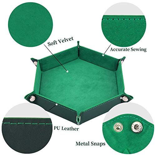 K.T. Fancy Dice Tray 6 Pieces Folding D&D Dice Tray Dice Holder Storage Box for Rolling Dice Games Metal Dice Rolling Tray PU Leather and Velvet - style: 6 PCS