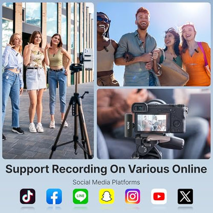 BOYA BY-V4 Wireless Microphones for Cameras DSLR Camcorder with Charging case, 12H Battery Life, 650ft Range, 4-Channel Omnidirectional Noise Canceling Lavalier Mic for Live Streaming Vlog - size: 4TX+3.5mm Jack+1CC