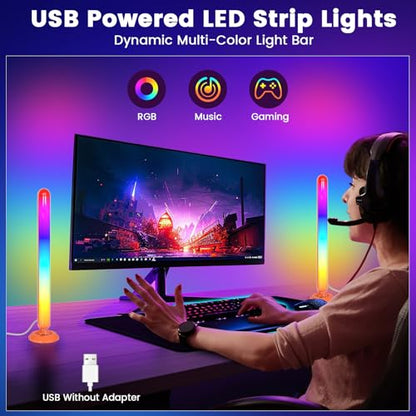 Smart ICRGB LED Lights Bars, Borllyem TV Backlight with Double Light Beads, App Control, RF Remote, Music Syncing and 47Modes for Gaming, Room Decoration