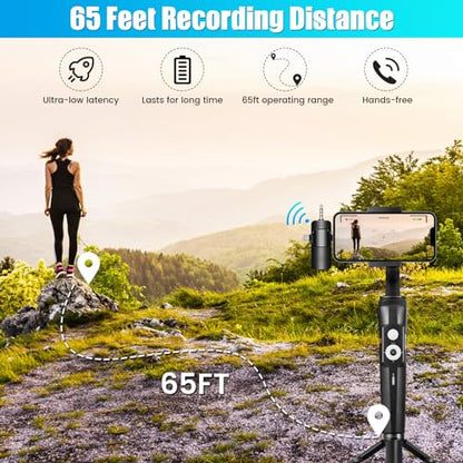4 in 1 Wireless Lavalier Microphone for iPhone/USB C Android/Camera/Laptop PC,Mini Microphone 2.4G Ultra-Low Delay with Noise Reduction Cordless Lapel Mics for Video Recording, Vlog, YouTube, TikTok