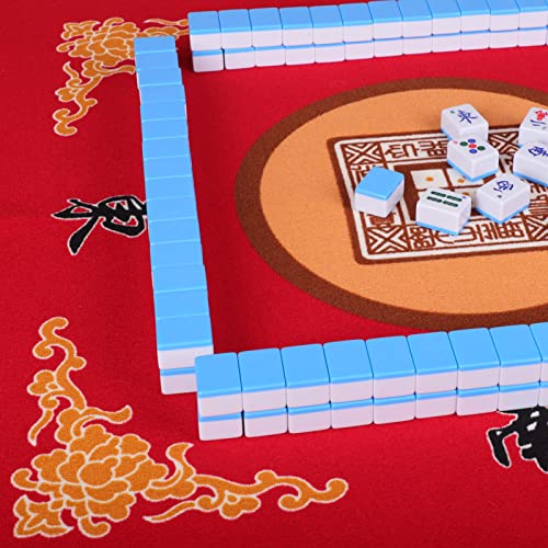 Mahjong Mat with 3 Dice, Anti Slip and Noise Reduction Table Cover for Mahjong, Poker, Card, Board & Tile Games (Red, 31.5 inches) - color: Red