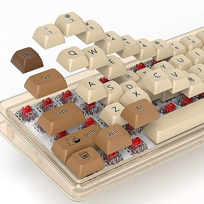 Coffee Cat PBT Dye-Sublimation Keycaps, XDA 138 Keys Custom | ANSI US standard Layout, for 61 64 68 87 104 108 Mechanical Keyboard, Durable wear-resistant , perfect for DIY builds - color: Cafe cat