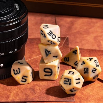 7PCS DND Dice Set Brown Polyhedral Dice Set for D&D Tabletop Games | Leather Storage Bag, DM Gift, for Dungeons and Dragons Role Playing Games - color: Camo-brown