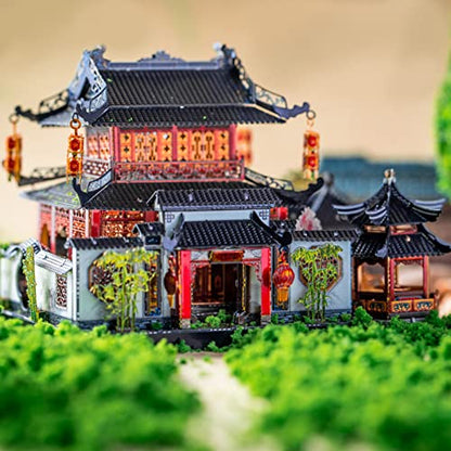 MU 3D Metal Puzzle for Adult Chinese Landscape Architecture Suzhou Style Gardens, DIY Miniature Model Kits for Beginner Building Birthday Gift, 110pcs - color: Suzhou Style
