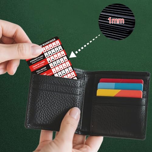Casino Game Reference Cards, Blackjack and Poker Styles | Pocket-size PVC reference cards with protective sleeve options for blackjack strategy or Texas Hold'em hand rankings - style: Texas hold 'em strategy