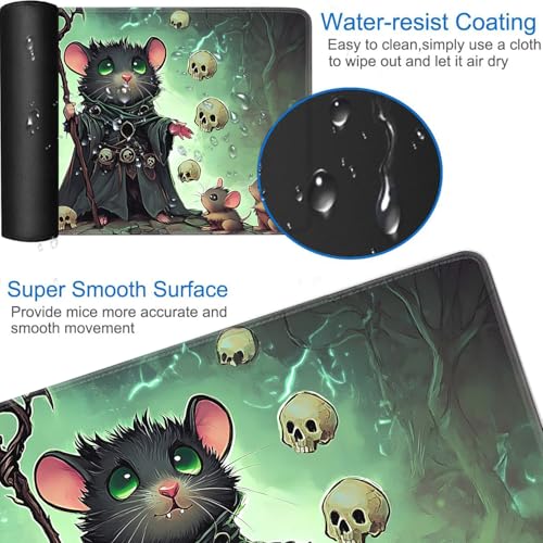 for MTG Game Playmat - 24 x 14 inches with Dices and Storage Bags, Non-Slip Base for TCG and Board Game Card Mats, Trading Card Games Mat, Mouse Wizard Pattern Collectible Card Playmats - color: Jv-playmat-p7-1-g195