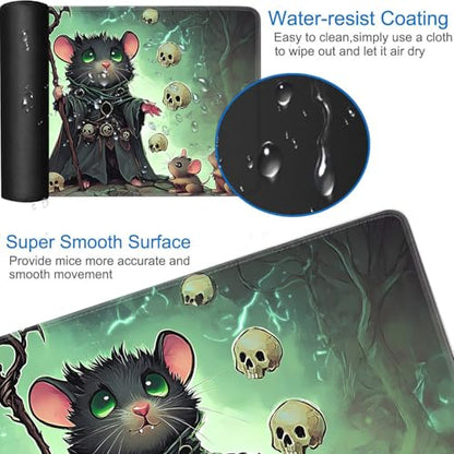 for MTG Game Playmat - 24 x 14 inches with Dices and Storage Bags, Non-Slip Base for TCG and Board Game Card Mats, Trading Card Games Mat, Mouse Wizard Pattern Collectible Card Playmats - color: Jv-playmat-p7-1-g195