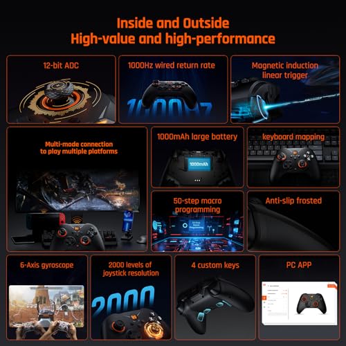 Black Shark Wireless Controller, BIGBIG Won Gale PC Controller, Motion Aiming, Hall Trigger, 4 Custom Buttons, PC App Game Controllers for Switch/PC/iOS/Android Wireless Gaming Controller [windows] - color: ⅠGale Standard Edition