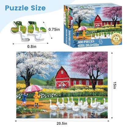 500 Pieces Jigsaw Puzzles Farm Animal Puzzle for Adults Seniors 20.5x15 in | Playing on Rainy Puzzle 500 Pieces, Gift for Birthday, Home Decor - style: Animal Farm