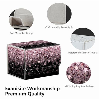 Strong Magnet Card Case Deck Box Mtg Card Box Playing Card Box Magic Deck Box Tcg Up to 200 Cards Creative Pattern Trading Card Storage Box for Collectible Card Games, Pink Cherry Blossom - color: Pink Cherry Blossom