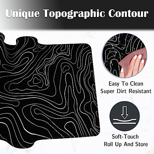 UJoowalk Topographic Gaming Mouse Pad, Large, Black and White, 31.5 x 11.8 in - color: Topographic Black, size: 11.8x31.5''