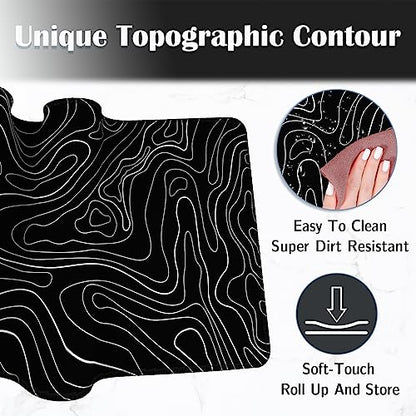 UJoowalk Topographic Gaming Mouse Pad, Large, Black and White, 31.5 x 11.8 in - color: Topographic Black, size: 11.8x31.5''