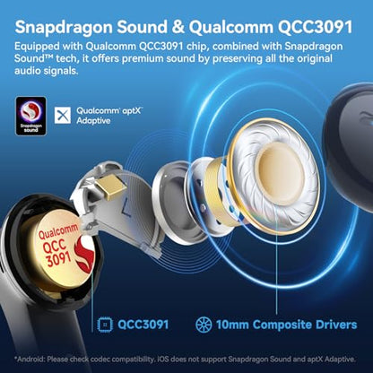 EarFun Air Pro 4 Adaptive Hybrid Noise Canceling Wireless Earbuds, Qualcomm Snapdragon Sound, aptX™ Lossless, 6 Mics AI CVC 8.0 Call, LDAC Hi-Res Audio, 52H Playtime, Bluetooth 5.4, in-Ear Detection | Qualcomm Snapdragon Sound, aptX Lossless, LDAC Hi-Res