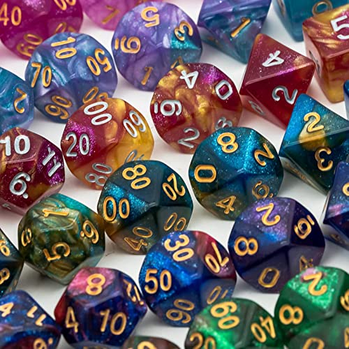 6 Sets DND Dice Polyhedral Dice Set (42pcs) with 1 Large Leather Bag, D&D Die Set for Dungeons and Dragons, RPG Table Games. (6Sets/42Pcs) - color: 6sets/42pcs
