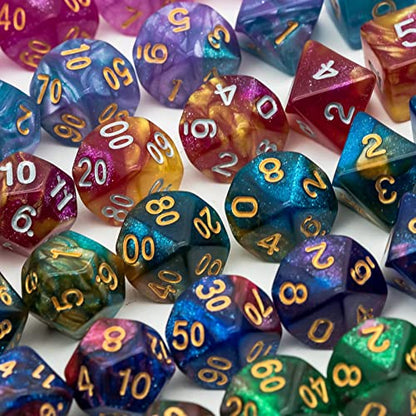 6 Sets DND Dice Polyhedral Dice Set (42pcs) with 1 Large Leather Bag, D&D Die Set for Dungeons and Dragons, RPG Table Games. (6Sets/42Pcs) - color: 6sets/42pcs