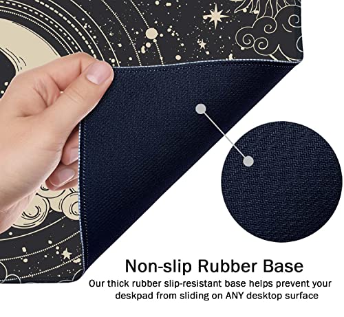 SSOIU Astrology Sun with Moon Mouse Pad 35.5 X 15.7 Inch XXL Black Full Desk Mousepad Extended Large Non-Slip Rubber Base Waterproof Big Keyboard Mat with Stitched Edges for Gaming and Office - color: Astrology Sun With Moon