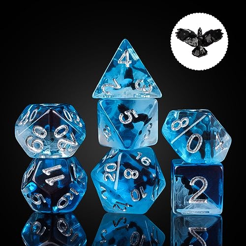 Cusdie 7-Die DND Dice, Polyhedral Dice Set Filled with Animal, for Role Playing Game D&D Dice (Eagle) - color: Eagle