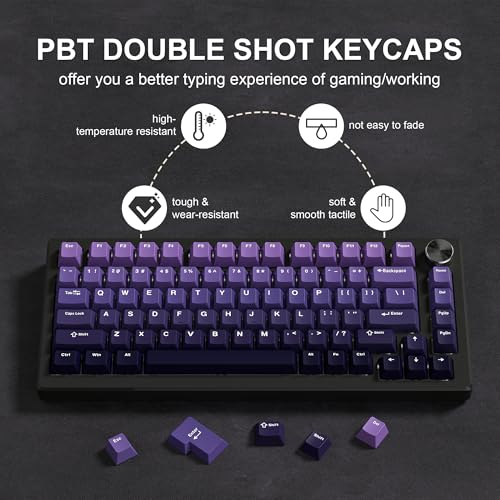 dagaladoo Double Shot PBT keycaps Purple, Cherry Profile Keyboard Keycaps | 138-keys Gradient key caps full size,Custom keycaps for 60% 65% 75% 100% Cherry-MX switch Mechanical Keyboard - color: Gradient Purple