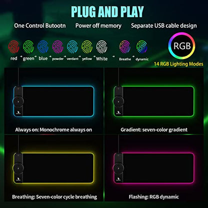 RGB Gaming Mousepad,Wireless Charging Desk Mat,15W Fast Charging | Extened Large Size,with Phone Holder,10 Lighting Modes For Office Mobile Phone Devices,Home & Office,31.5"X11.8"(Galaxy) - color: Galaxy