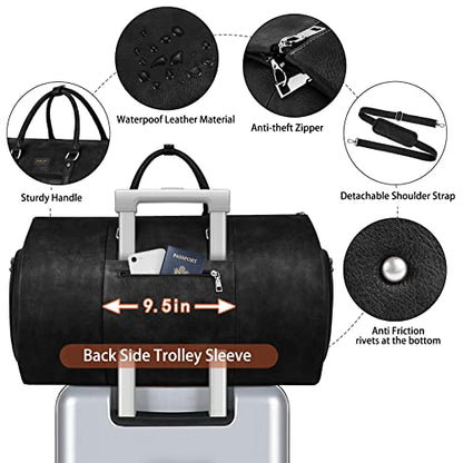 Garment Bag for Travel Convertible Carry on Travel Duffel Bag for Men Women | 3PCS Large Weekender Bag with Waterproof Shoes Pouch 2 in 1 Hanging Clothes Suit Dress Bag Travel Garment Duffel Bag 56L - color: C2-Black-1pc