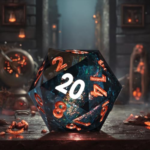 Mini Planet 50mm Chonk D20 Resin Liquid Core D&D Role Playing Games and Tabletop Games DND Polyhedral Dice Dark - color: Liquid Core Dark