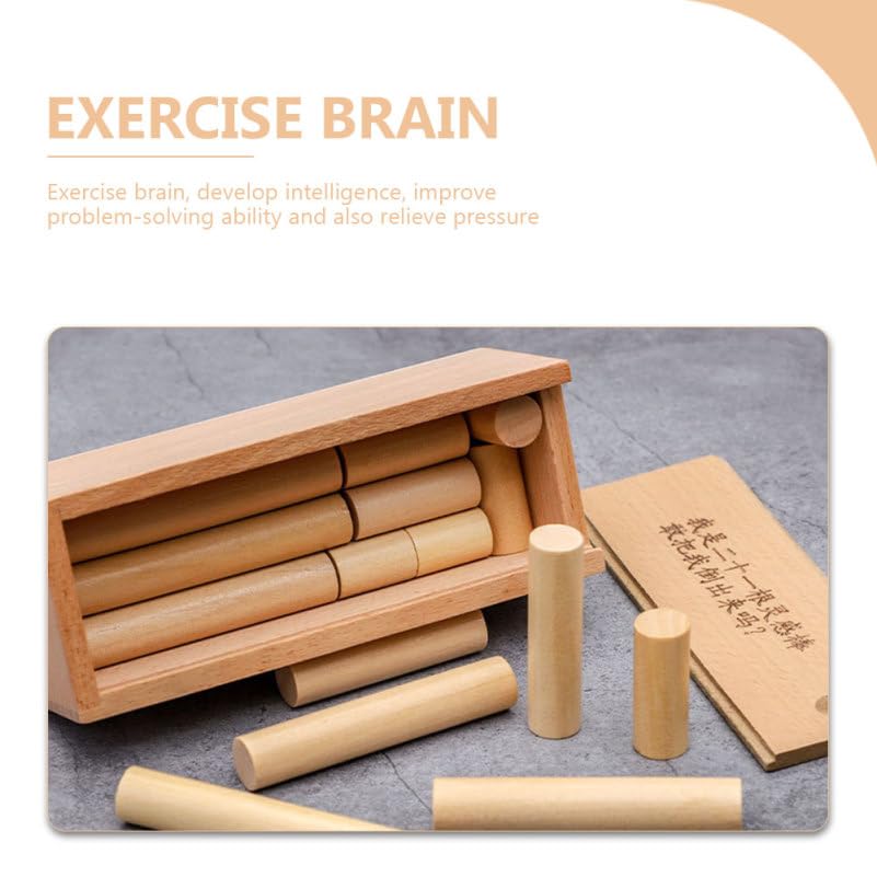 BESPORTBLE Brain Teaser Sticks Wooden Box Puzzle Unlocking Sticks Box Educational Toy for Kids and Adults Assembly and Disentanglement Challenge for Problem Solving Parent-Child Play