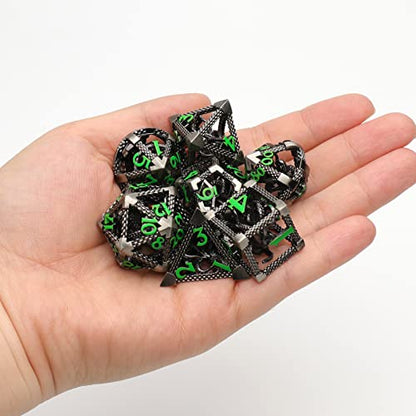 Hollow Cthulhu Metal Polyhedral Dice Set - D&D for Fantasy Tabletop RPG Role Playing Games Gift for DND Lovers(Green Number) - color: Cthulhu Green Number