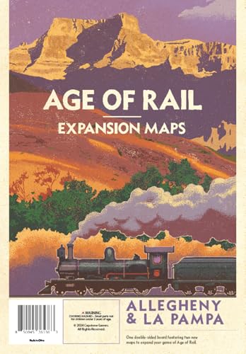 Capstone Games Age of Rail: La Pampa and Allegheny Expansion Railway Strategy Board Game for Ages 14+ | 3 to 6 Player Economic Route Building Train Network Game | Strategic Rail Gameplay | 60 Min Play - color: La Pampa & Allegheny Expansion