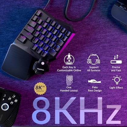 Keychron C0 HE 8K Wired One-Handed Gaming Keypad, Rapid Trigger Hall Effect Magnetic Switches, 35 Programmable Keys, Per-Key RGB Lighting, Web-Based Configurator, Compatible with Windows & macOS