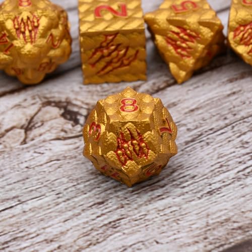 Dragon Scale Metal Dice Set-Dragon Claw,with Gift Metal Box for TTRPG Tabletop Gaming,Dungeon Masters,RPG Adventures(Golden) - color: Golden