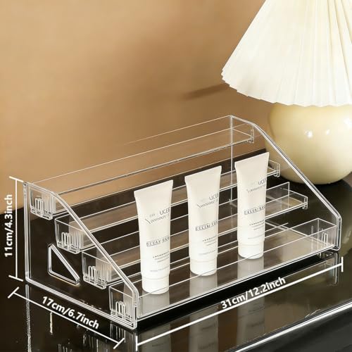 12 Inchs Acrylic Tiered Display Stand 4 tier Acrylic Riser Display Shelf Stands for Cosmetic Nail Polish Makeup Cookies Perfume