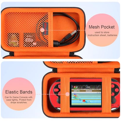 Elonbo Carrying Case for TaddToy/WELLST·G/Beijue/FAMILY POCKET/CCTU/X- JOYKIDS/GREENCREEK/Beico/KAVOYI/GuaiyeyeAP/TEBIYOU Handheld Game Console, Portable Electronic Gaming Player Bag, Black+ - color: Black+Inside Orange