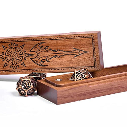 Wooden DND Dice Box, Dice Holder Case with Felt Lined Magnetic Lid for D&D Tabletop Game - Acacia (Sword of Damocles-Black) - color: Sword of Damocles-Black