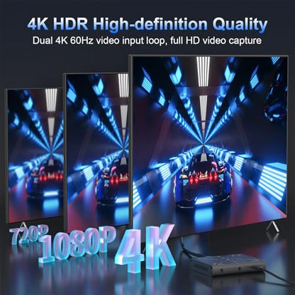 4K Video Capture Card, Stream and Record in 4K30 HDR10,1080P120 with Ultra-Low Latency on Switch/OLED, Steam Deck,Camera in OBS and More