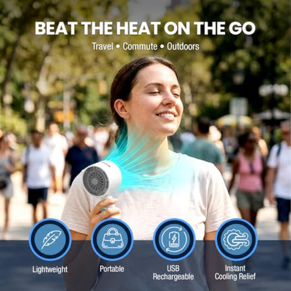 Arctic Air Cool Touch - Portable Handheld Fan, Mini USB Rechargeable, Personal Hand Fan for Cooling, Compact & Lightweight, 4-Speed Adjustable, Battery-Powered, Quiet & Perfect for Travel & Outdoor