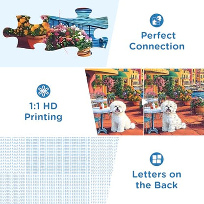 Jigsaw Puzzles 500 Pieces for Adults, Bichon Frise Flower Seagull Puzzles 500 Pieces for Adults Seniors, Dust-Free Landscape Adult Jigsaw Puzzle, Challenging Puzzle Great Gift for Friends - style: Landscape