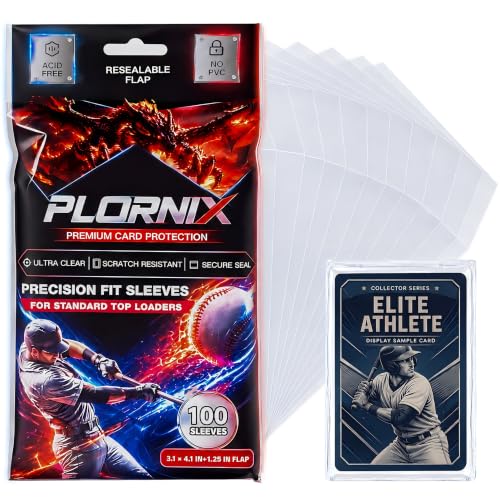 Top Loader Sleeves 100 Pack, Resealable Team Bags for 3" x 4" Cards | sleeves for 35-100PT top loaders, team bags for trading cards, trading card protector bags, PVC-free polypropylene sleeves